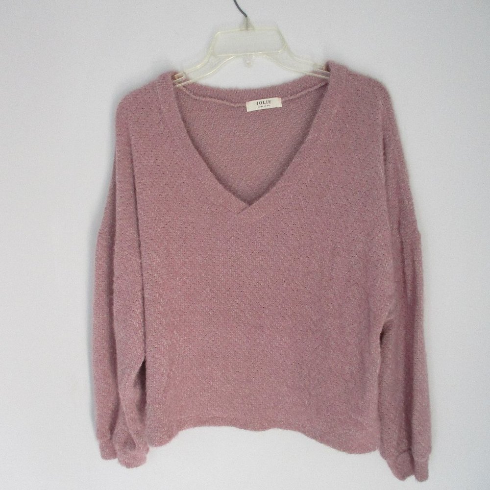 JOLIE Sweater V Neck Size Medium Pink Boho Pink